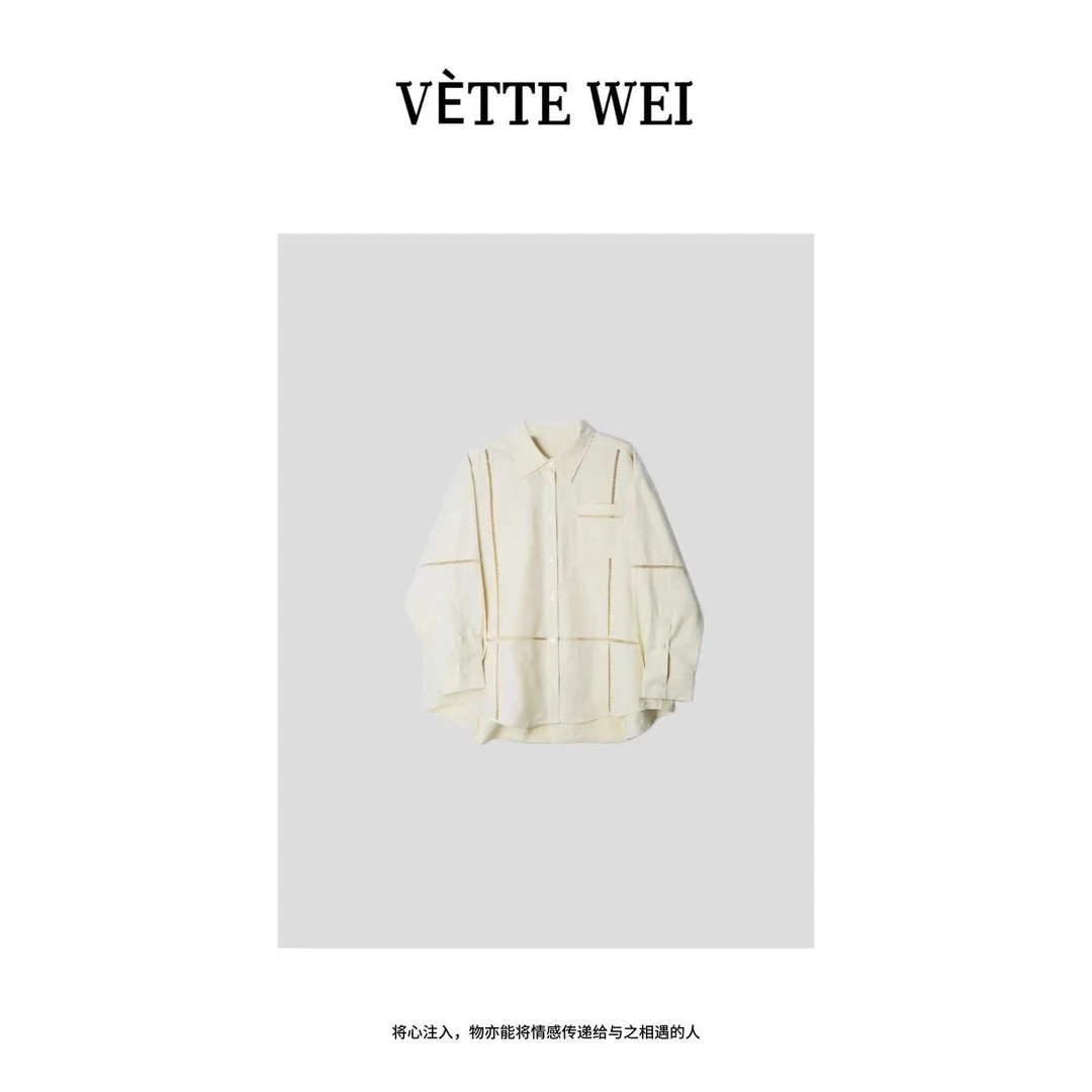 VÈTTE  WEI  【特no退no换】“质感精裁”镂空拼接衬衫  86144