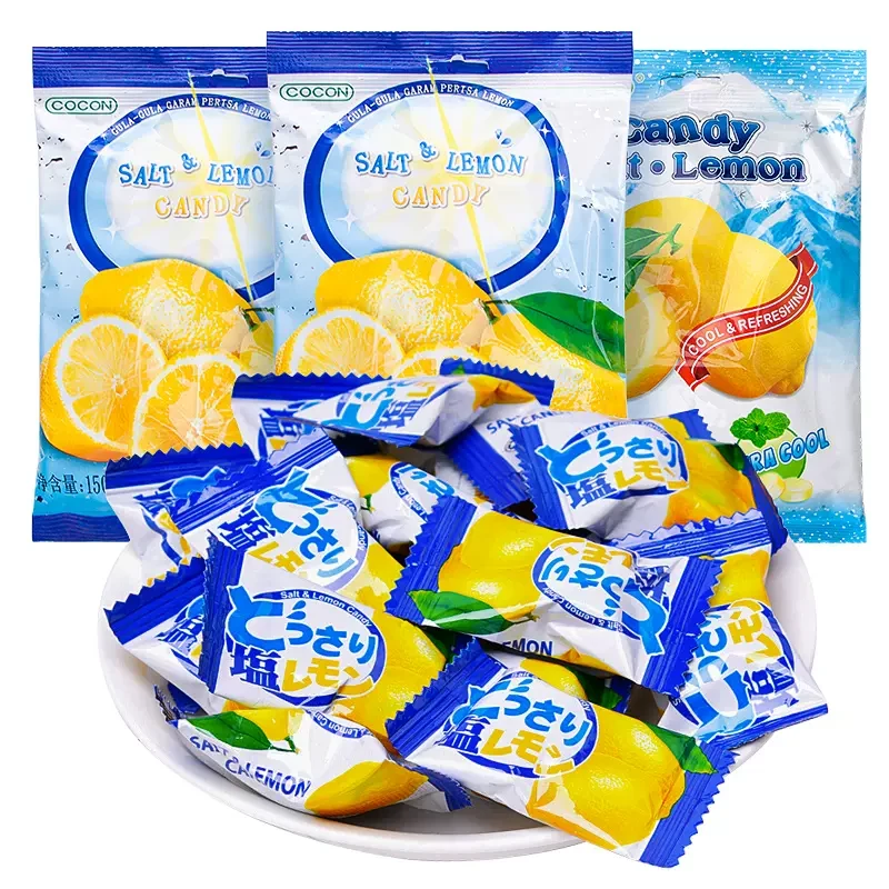 【进口】马来西亚可康海盐咸柠檬味水果汁硬糖果150g喜糖休闲零食