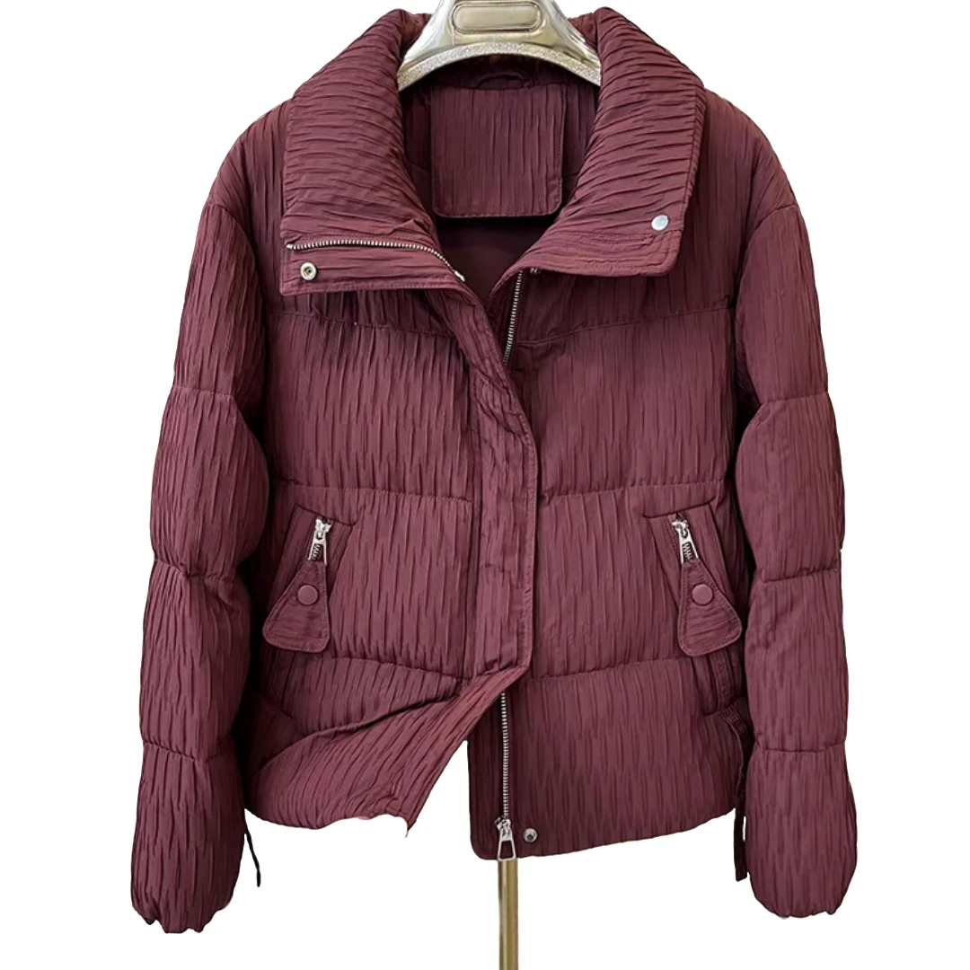 2024冬季新款时尚皱皱减龄棉衣128