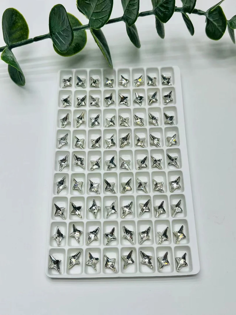 【四芒星】进口料品质专利形状7X11mm尺寸尖底钻透白超闪美甲饰品