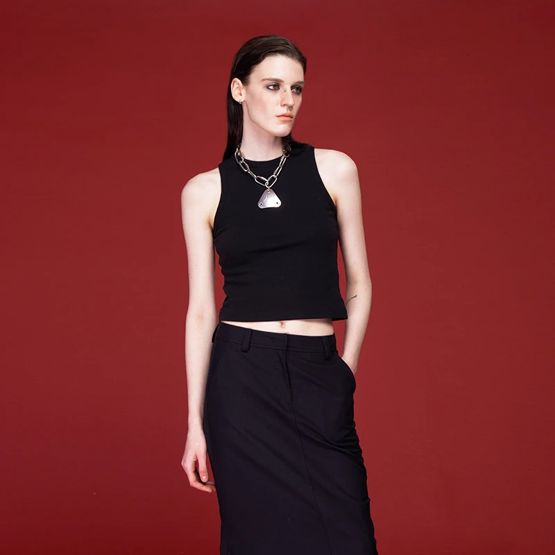 【COCO精选】AKTK  金属扣修身显瘦百搭打底背心女6C3B0511H993