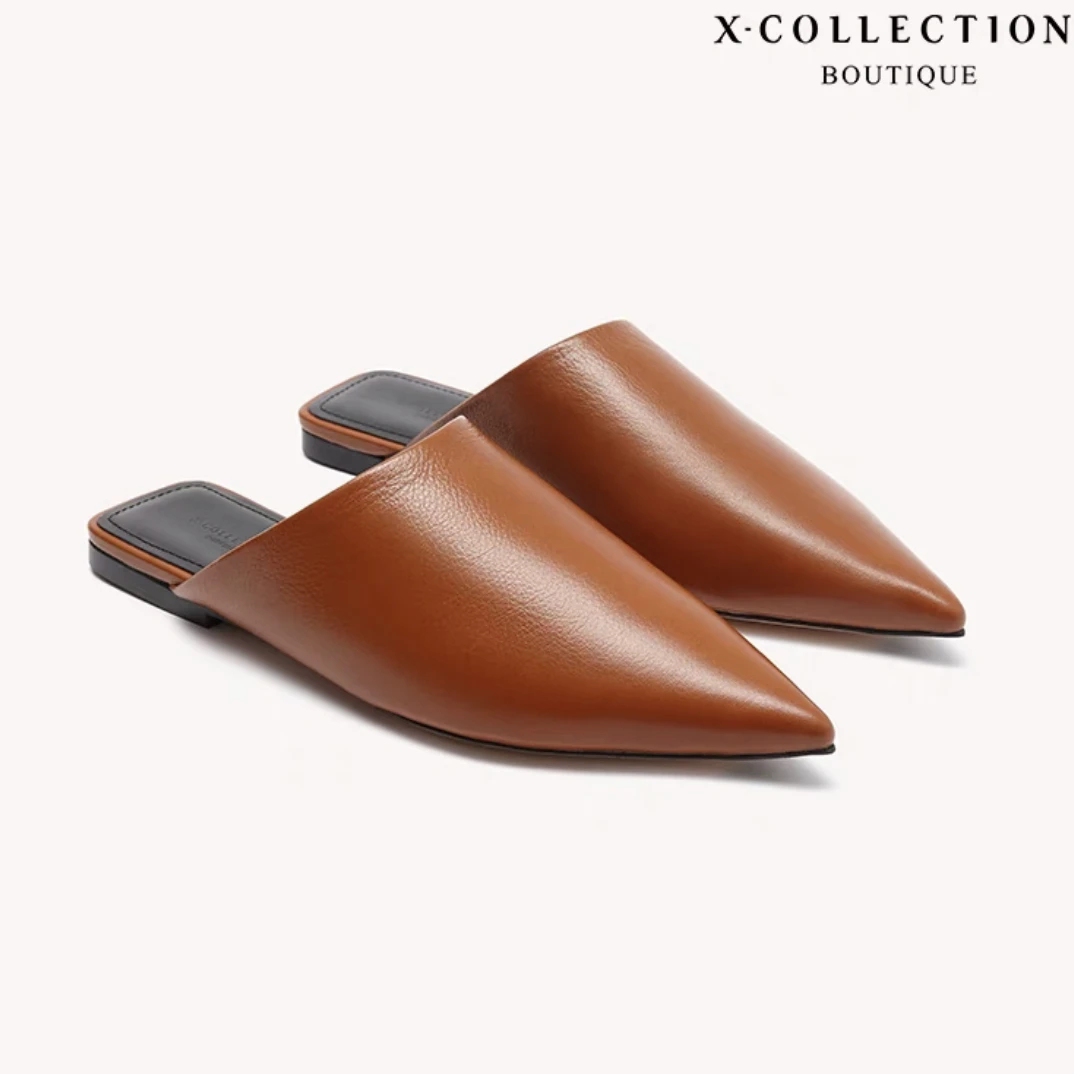 Xcollectionboutique高端线半拖尖头平底百搭拖凉鞋女气质春夏女