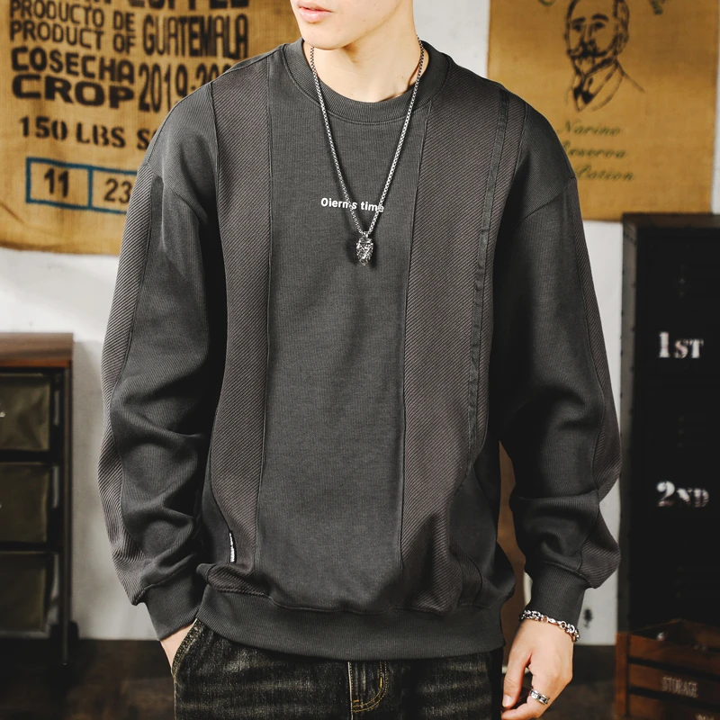 2024春季新款重磅美式潮牌卫衣男款秋装宽松运动圆领上衣百搭外套