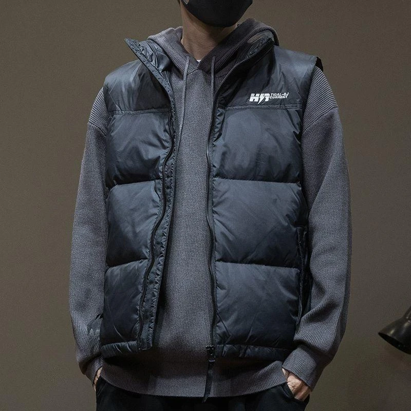 冬季新款潮牌背心羽绒马甲保暖立领宽松大码加厚时尚帅气男士外套