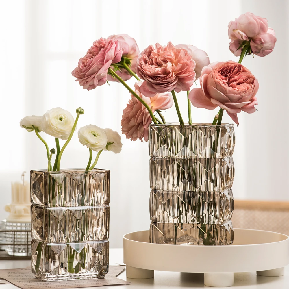 卢索轻奢水晶玻璃花瓶网红高级客厅插鲜花花器法式装饰品玫瑰摆件