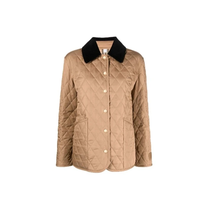 全新未使用 BURBERRY/博柏利 灯芯翻领格纹绗缝长袖棉服TP019689