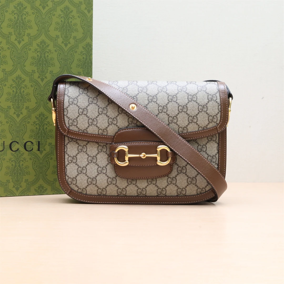 95新 GUCCI/古驰 1955 马鞍包 单肩包 小号 25 金扣 P234140641
