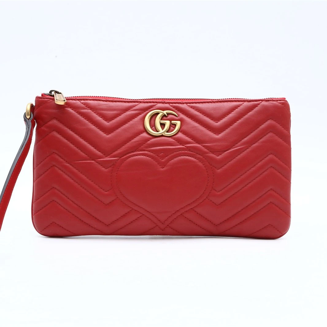 99新 GUCCI/古驰 古驰红色马蒙系列手包 红色 皮革CP244069005