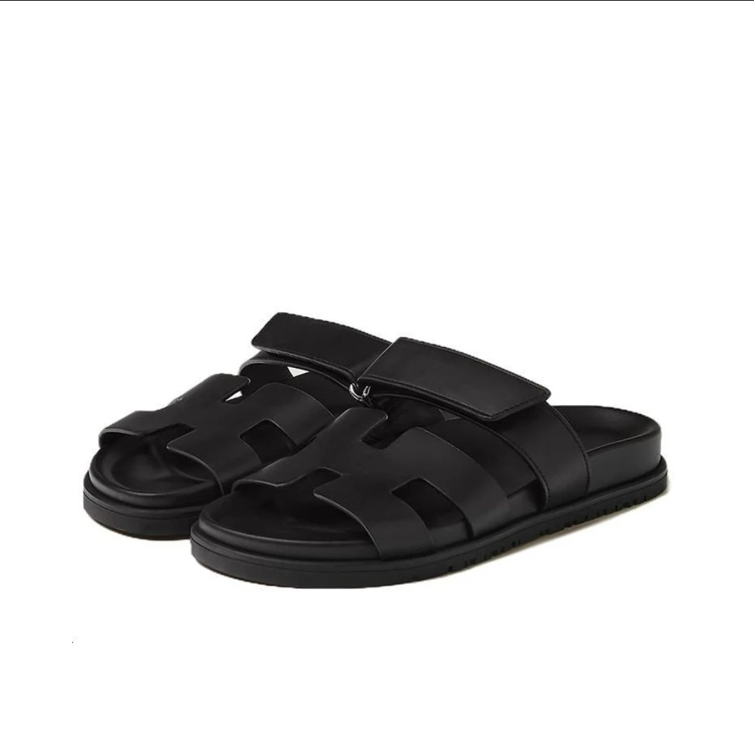 全新未使用 Hermes/爱马仕 Chypre sandal 拖鞋 黑色 TP028941