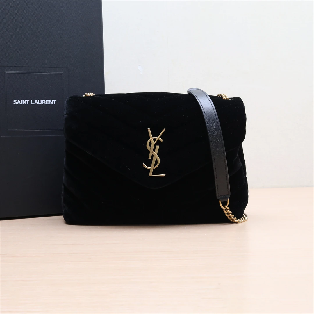 99新 YSL/圣罗兰 单肩包 小号 23 Y缝 黑色 丝绒 P214764298