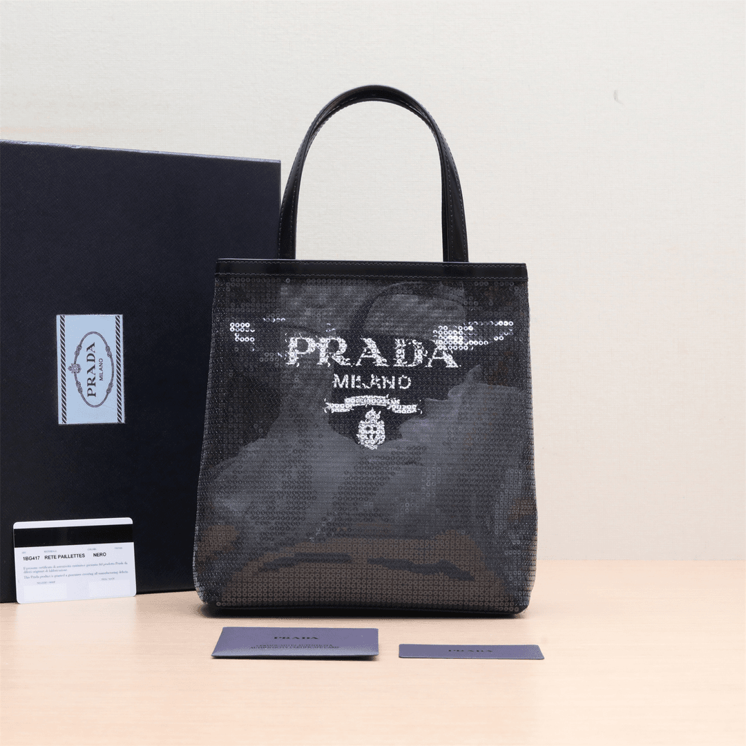 99新 Prada/普拉达 手提包 黑色 珠片 P214975602