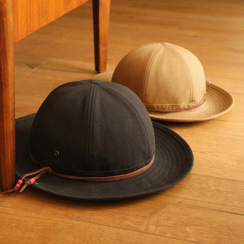 Acap Brand男女春夏遮阳防晒户外西部牛仔渔夫帽大头围大帽檐黑色