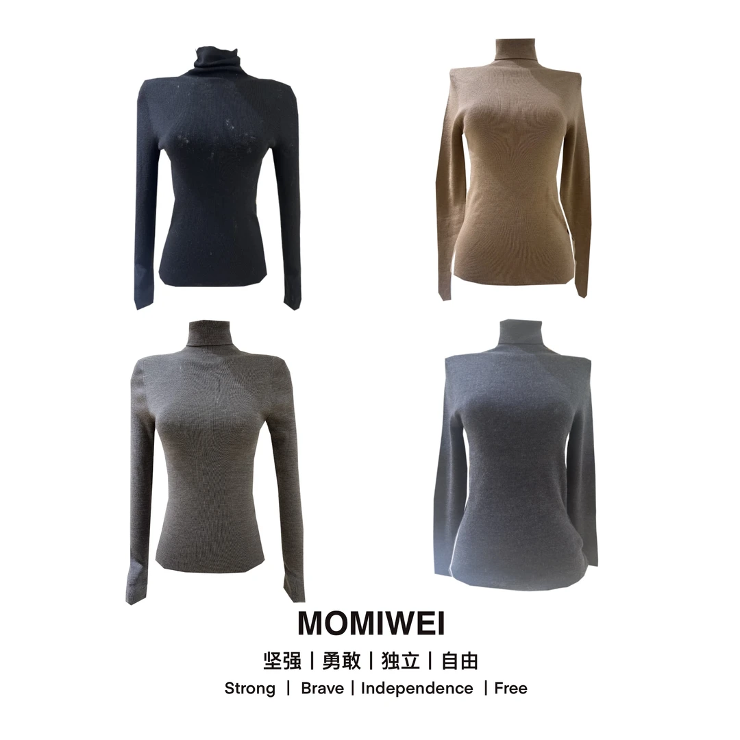 MOMIWEI/摩米薇100%绵羊毛18针无痕一体扬子纱针织衫M2024J9088