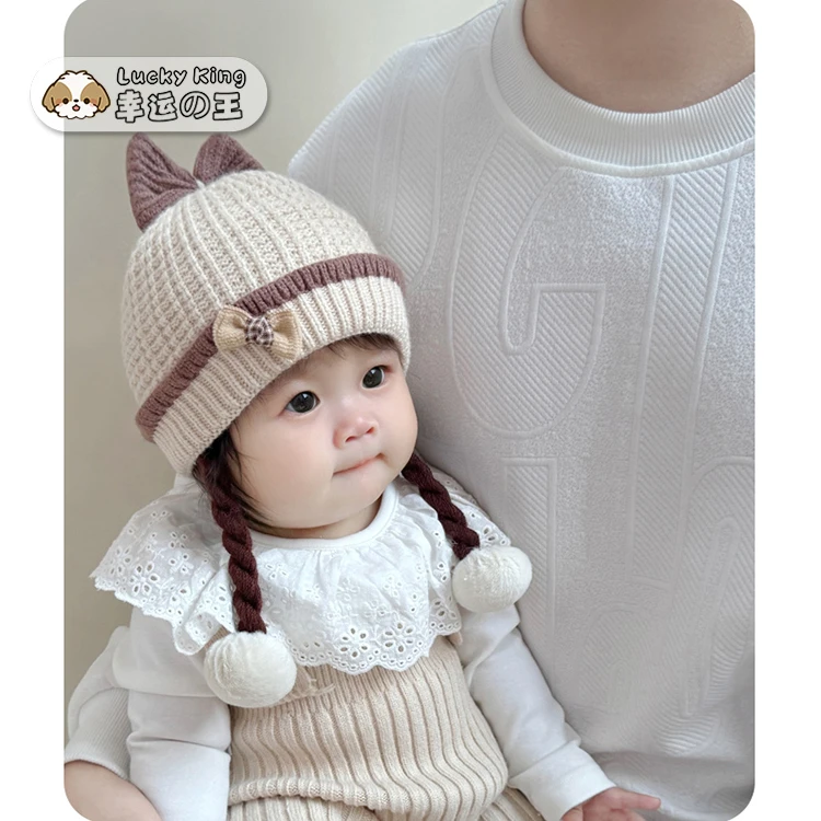 宝宝帽子秋冬季婴儿保暖针织帽男宝女宝防风套头帽儿童毛线护耳帽