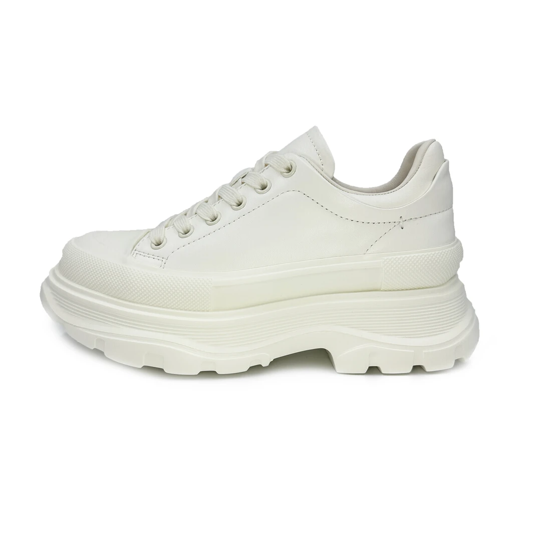 BOLVGN宝歌曼 春季新款 小白鞋牛皮厚底 低帮圆头系带 四季鞋659