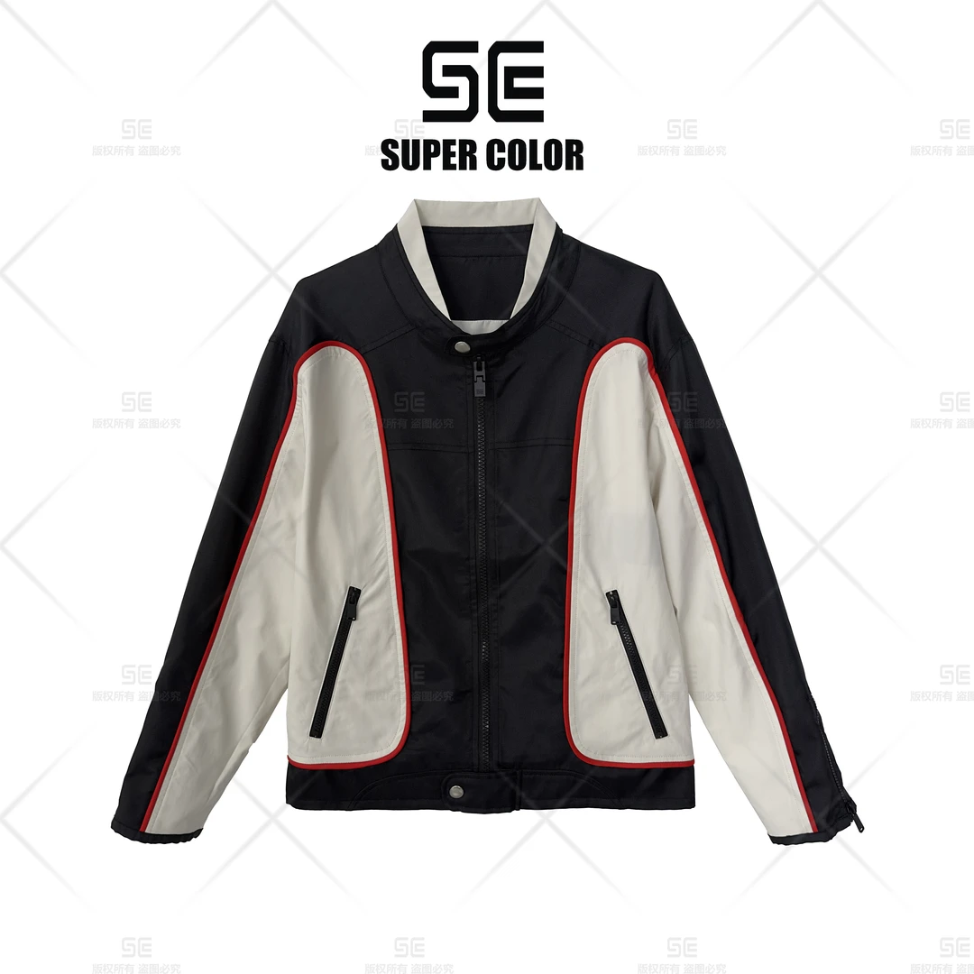 【黑白拼色机车夹克】24ss//春季新款休闲男士夹克外套