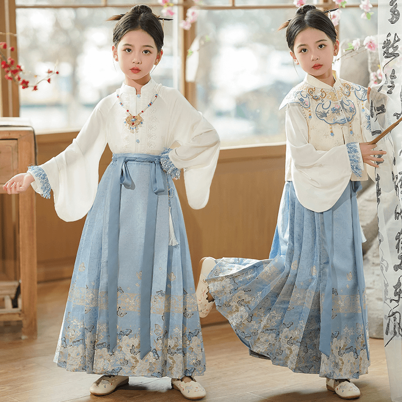 汉服女童马面裙套装2024秋装新款小女孩洋气国风古装宝宝国潮唐装