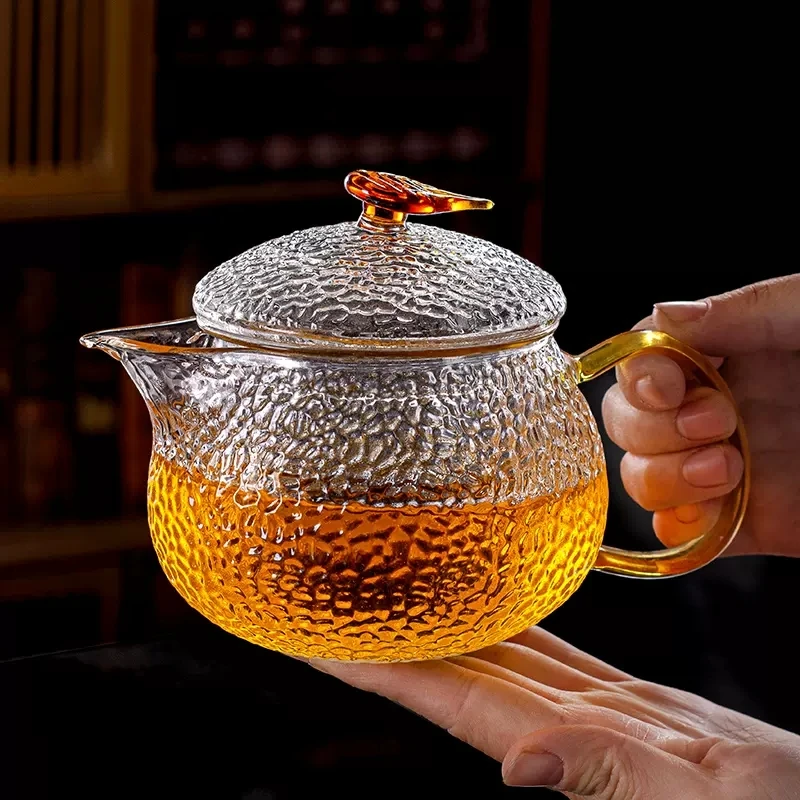 尚韵德锤纹玻璃茶壶单壶功夫泡茶壶煮茶家用耐高温过滤花茶具套装