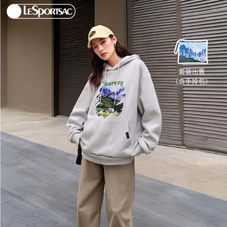 【商场同款】LeSportsac乐播诗水吉儿系列插画宽松卫衣收纳包套组