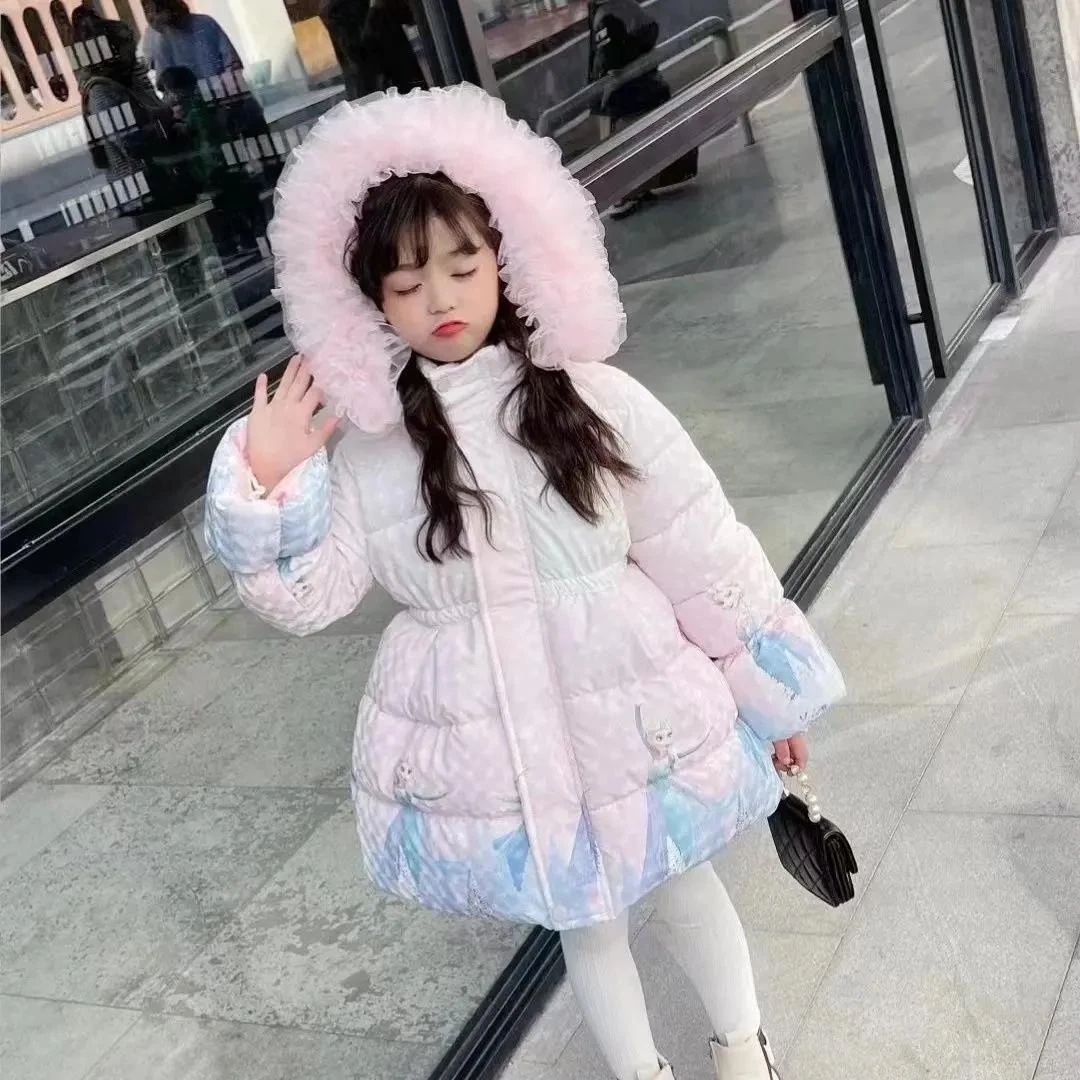 巴拉甄选童装潮款Y女童冬季新款加绒厚羽绒服爱莎公主白雪公主袄