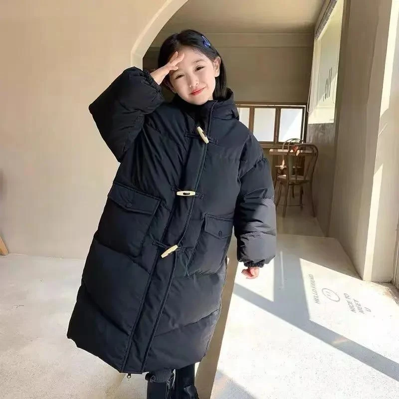 巴拉甄选女童衣新款休闲服外套中长款加厚冬装中大童儿童洋气袄