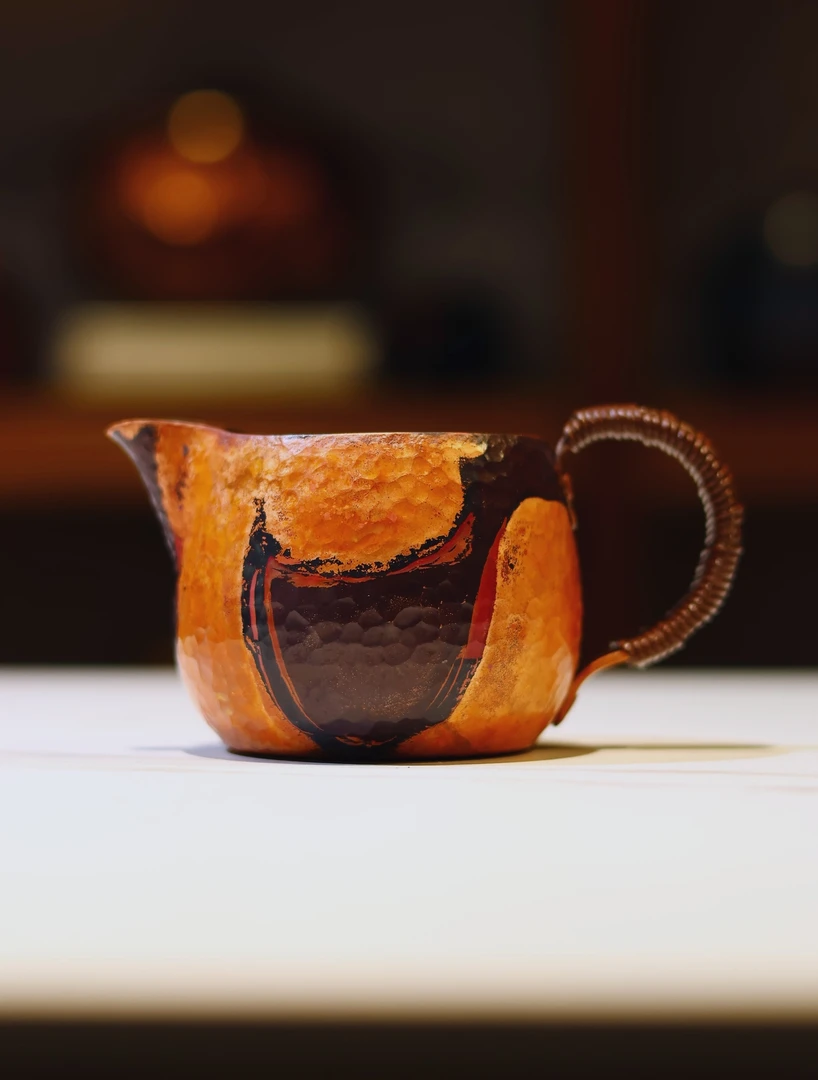 手作铜火墨铜丸公道杯原创国风非遗铜艺独家烧铜火墨艺术280cc