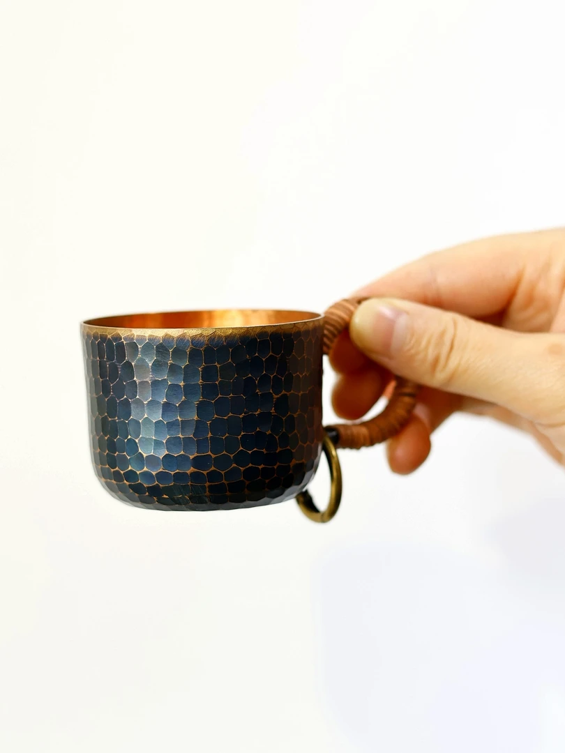 手作铜100cc小铜杯国风非遗铜艺独特青绿径6×高4.5cm容量100cc