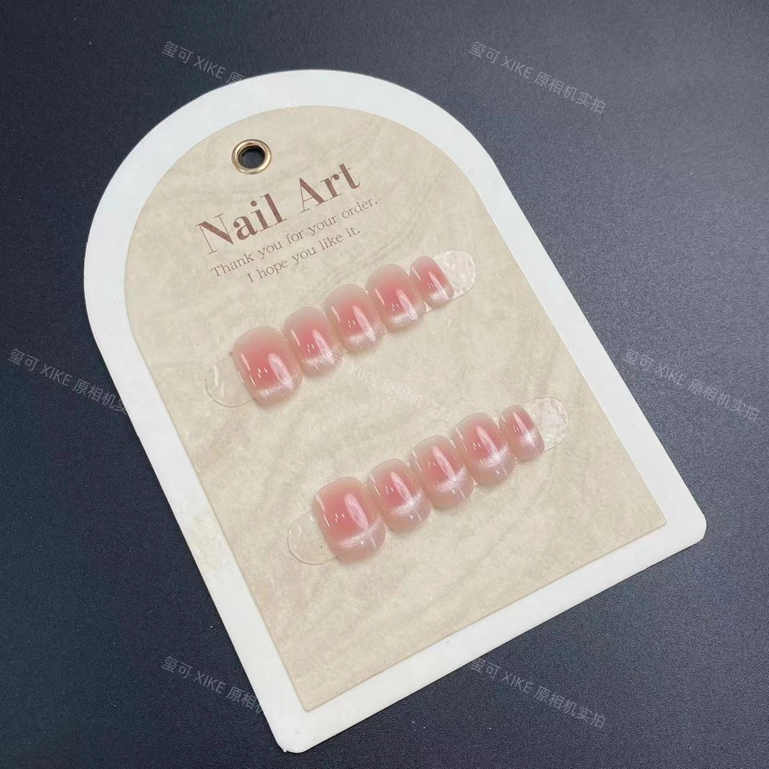 【魔法灯泡-短圆-X101】假期新款爆闪出片穿戴甲成品少女学生美甲片