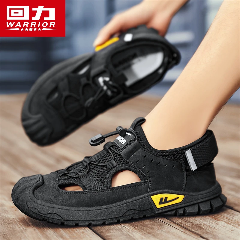 Warrior/回力凉鞋夏季防滑包头洞洞鞋休闲运动男鞋耐磨户外沙滩鞋