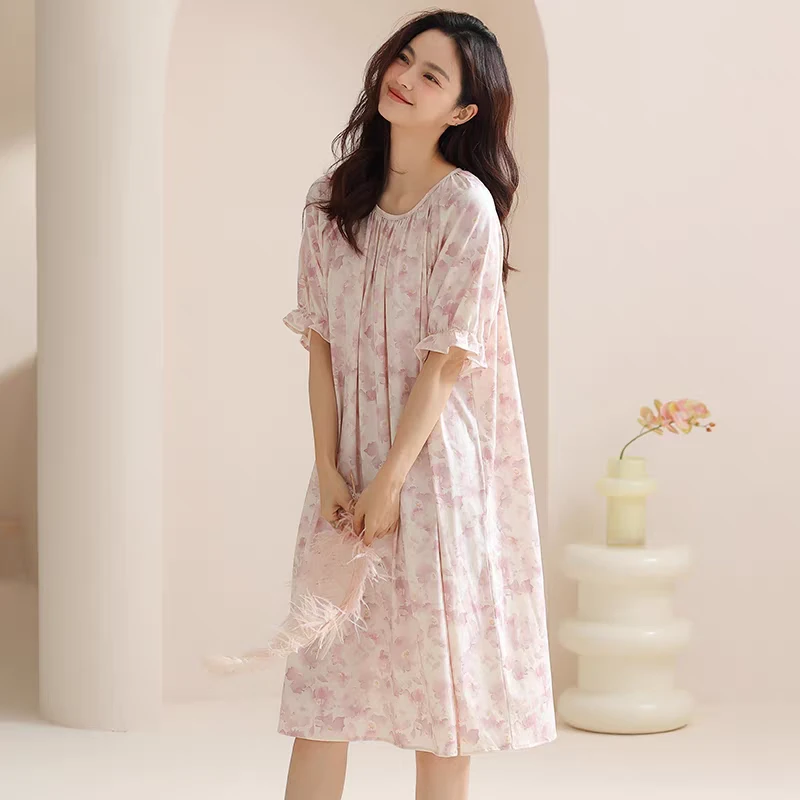 夏季凉感莱赛尔棉睡裙女款2024新款薄款可外穿连衣裙睡衣