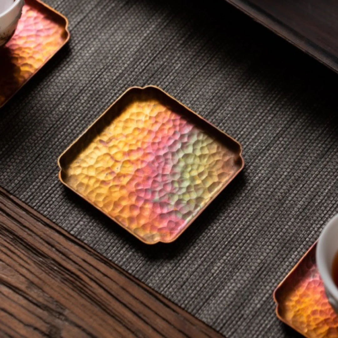 【铜小白】春喜铜 纯手工功夫茶具茶杯杯托 茶杯垫