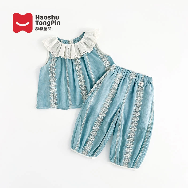 郝叔童装【现货】HR4252女童背心套装2024夏季新款夏季韩系薄款套装