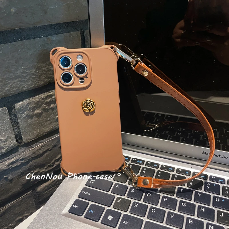 苹果15手机壳iphone13pro山茶花xs简约12斜挎14pro防摔11女xs小众