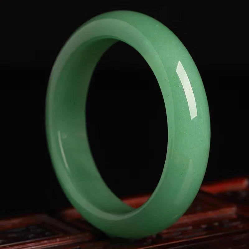 天然东陵玉手镯冰透满绿女款妈妈百搭时尚精美玉镯子绿色高冰