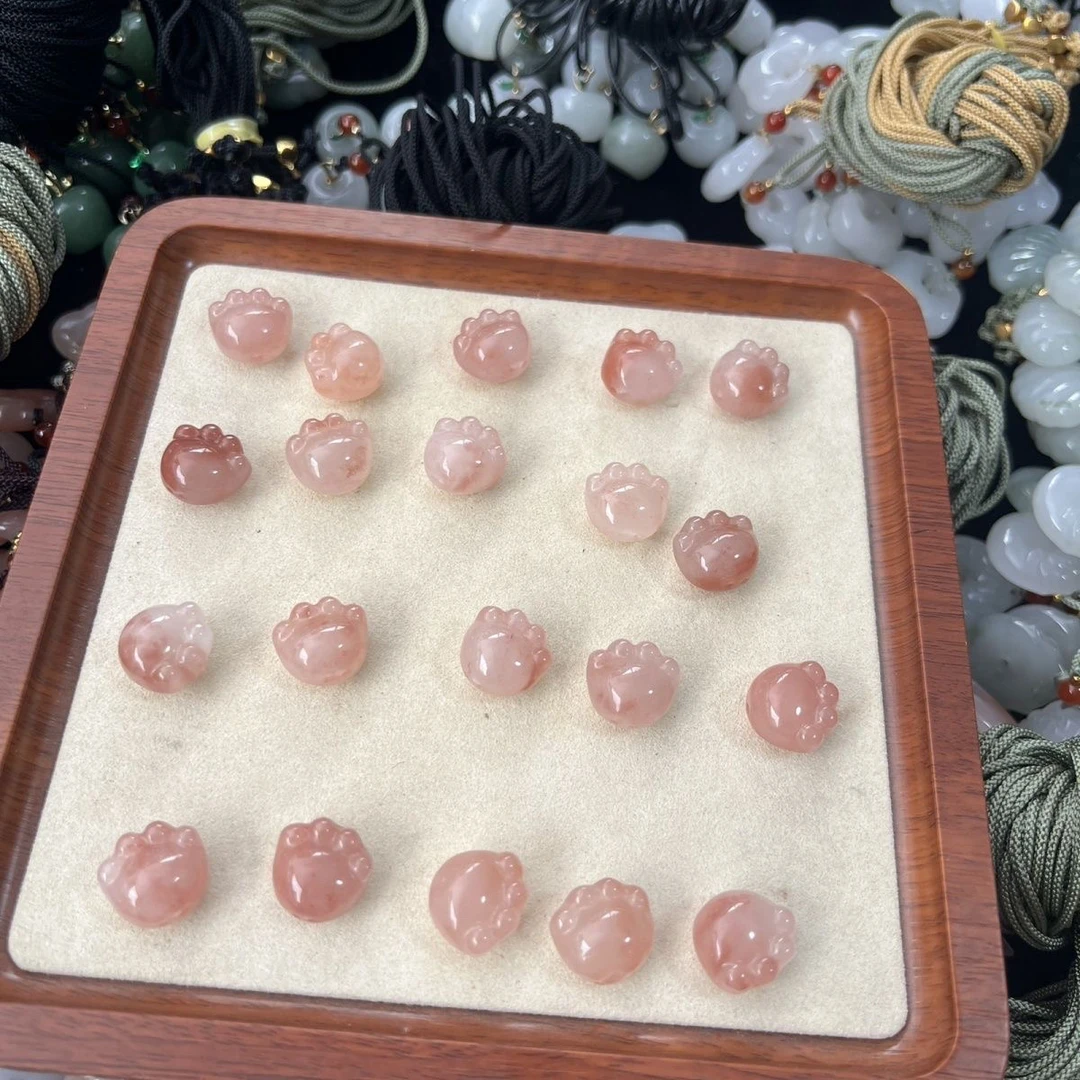 天然玛瑙桃花酿猫爪小吊坠项链七夕送女友多样性发货拍一发一