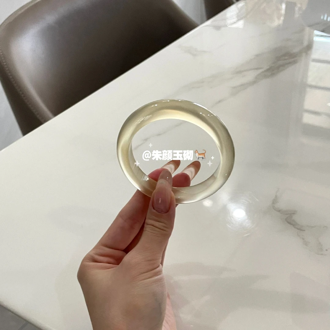 高货玻璃底香槟金玉镯天然冰透玉髓玛瑙蜂蜜水手镯饰品多样性发一