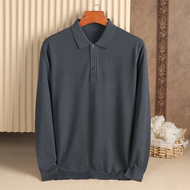 男羊绒衫正品100%纯羊绒直播秋季薄款精纺纯山羊绒毛衣男翻领打底