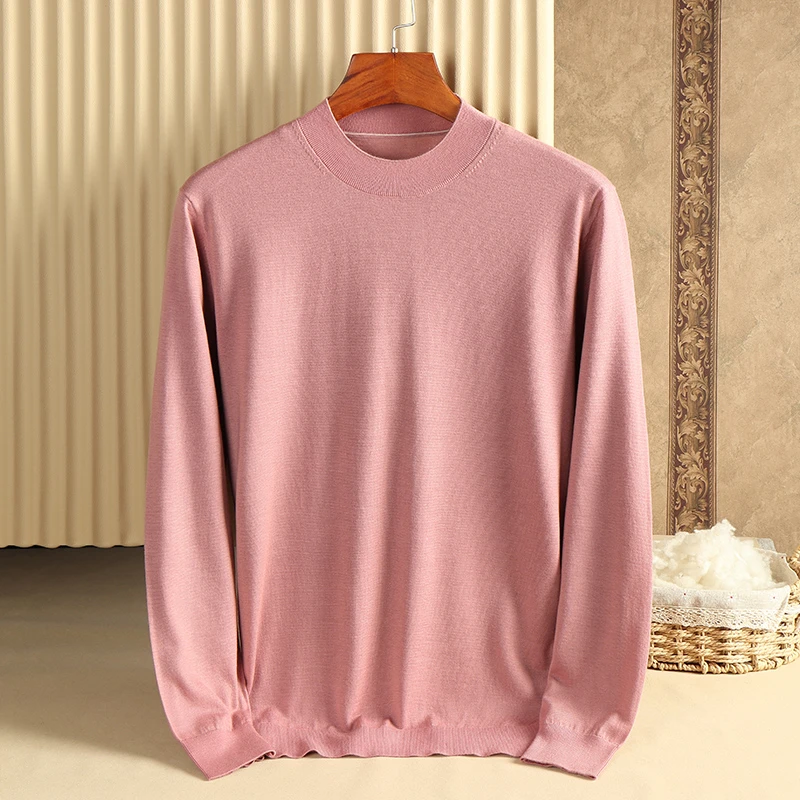 精纺羊绒衫男100%纯羊绒半高圆领秋季薄款青年山羊绒打底衫