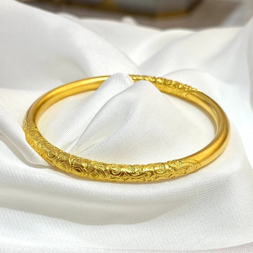 铜合金手镯 卷草纹手镯【精工版CNC工艺】新中式国潮风光面手镯
