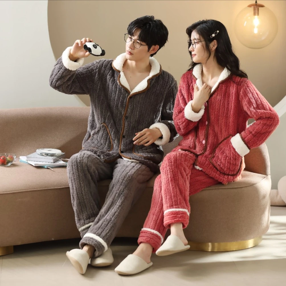 【林静专属】双层云朵绒·珊瑚绒保暖法兰绒情侣男女家居服套装