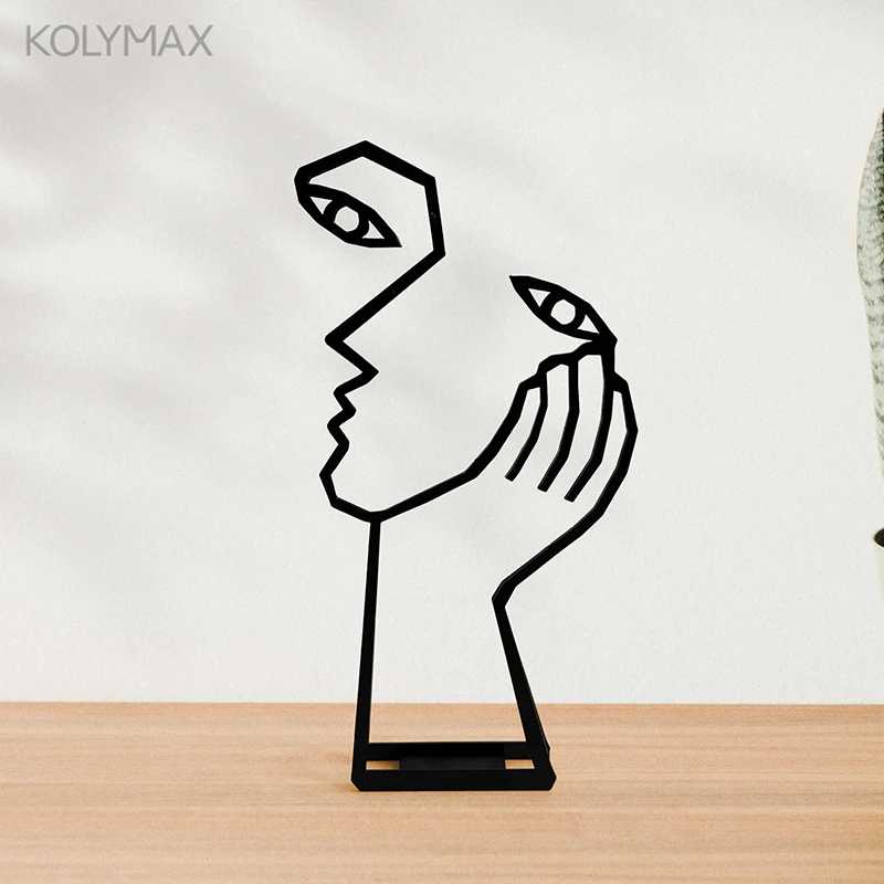 KOLYMAX思考者铁艺桌面摆件玄关书房乔迁新居个性线条工艺装饰品