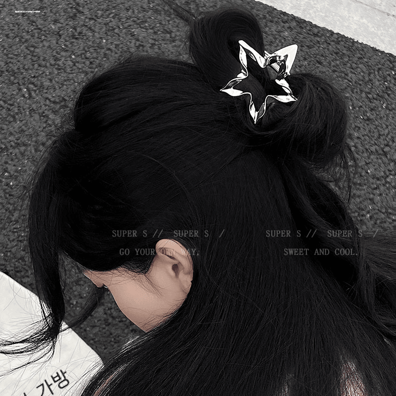 发饰褶皱五星抓夹头饰盘发设计气质甜妹时尚夹子质感2024简约少女