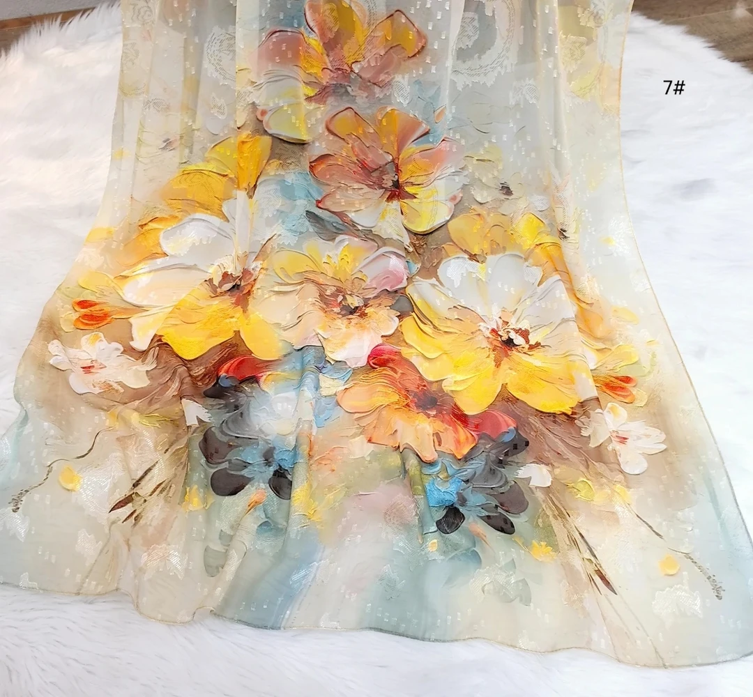 【芙蓉花】剪花高端优雅丝巾渐变围巾轻奢减龄女士丝巾围巾