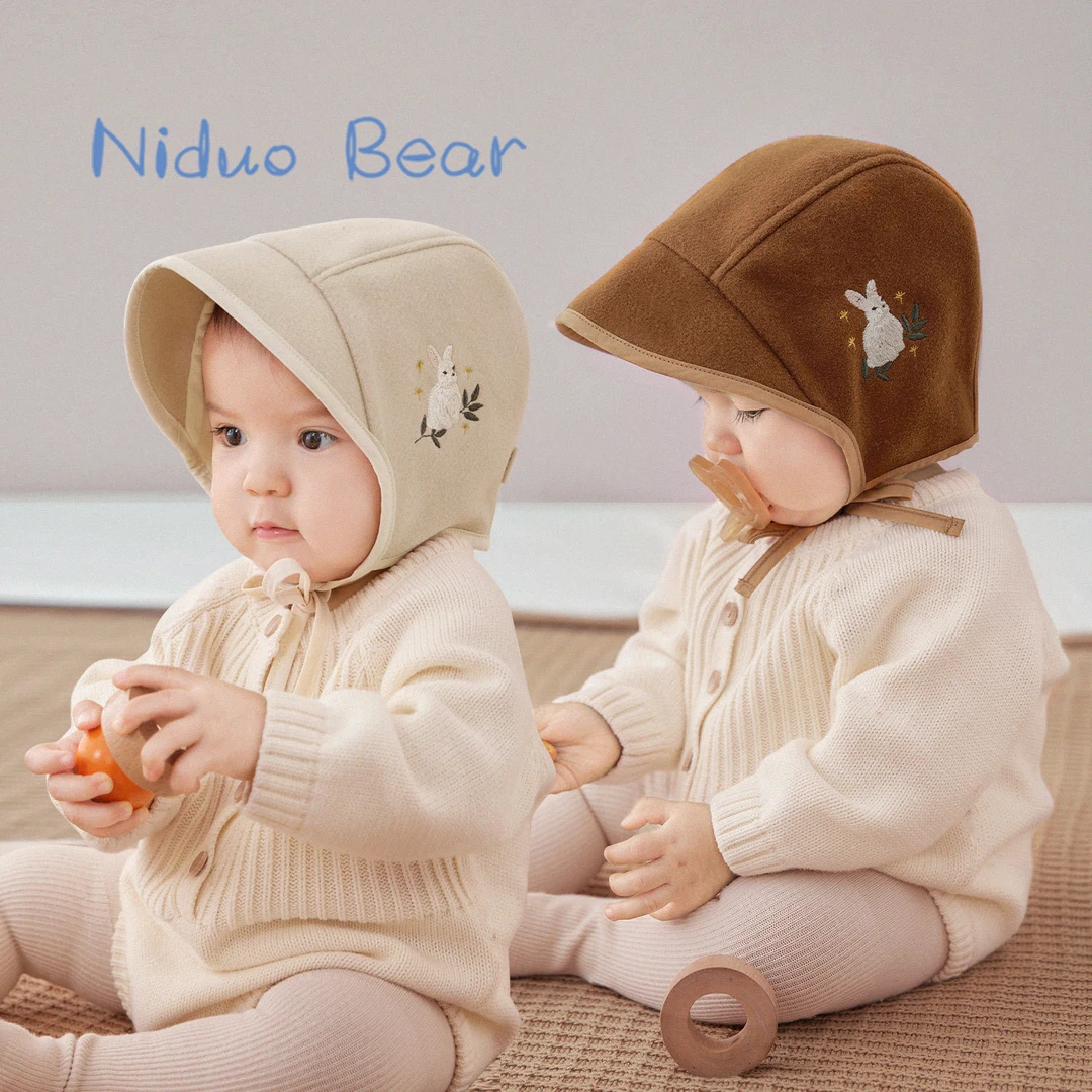 尼多熊2023婴儿帽子田园风宝宝帽子公主帽保暖防风宝宝帽子秋冬款