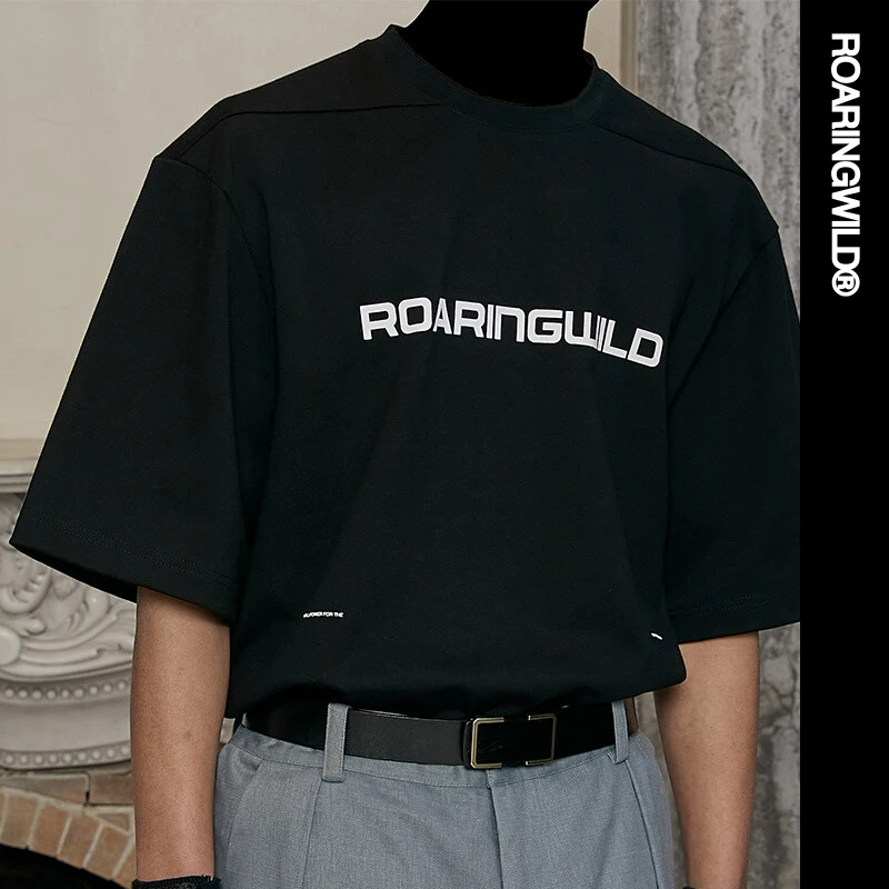 Roaringwild/咆哮野兽主线 黑色/白色重磅徽标短袖T恤