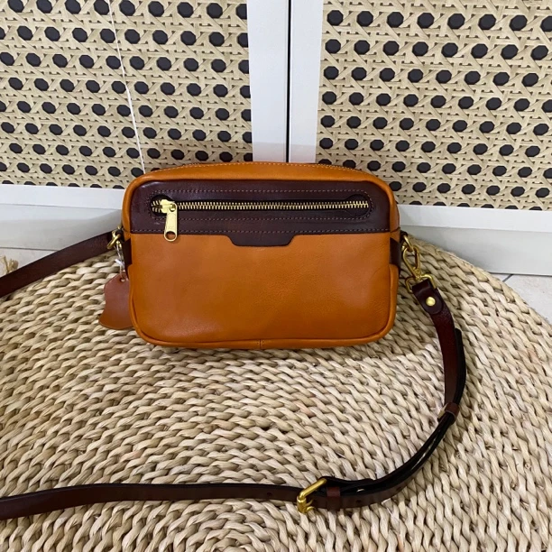 2024新款头层植鞣牛皮单肩斜挎包包休闲时尚经典百搭潮流女包