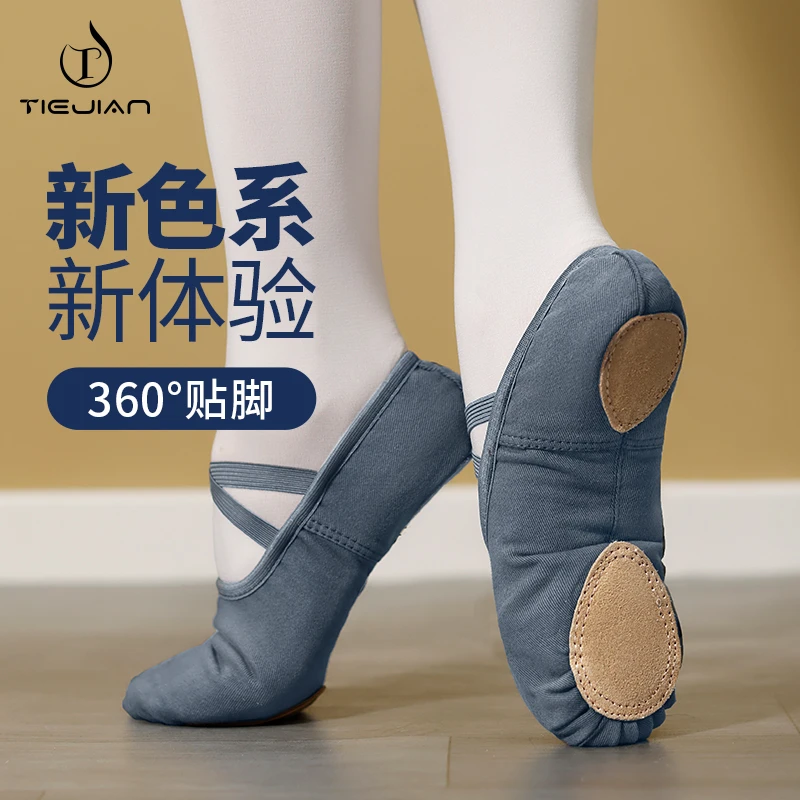 莫兰迪免系带   舞蹈鞋女软底猫爪专业芭蕾舞跳舞练功形体中国舞