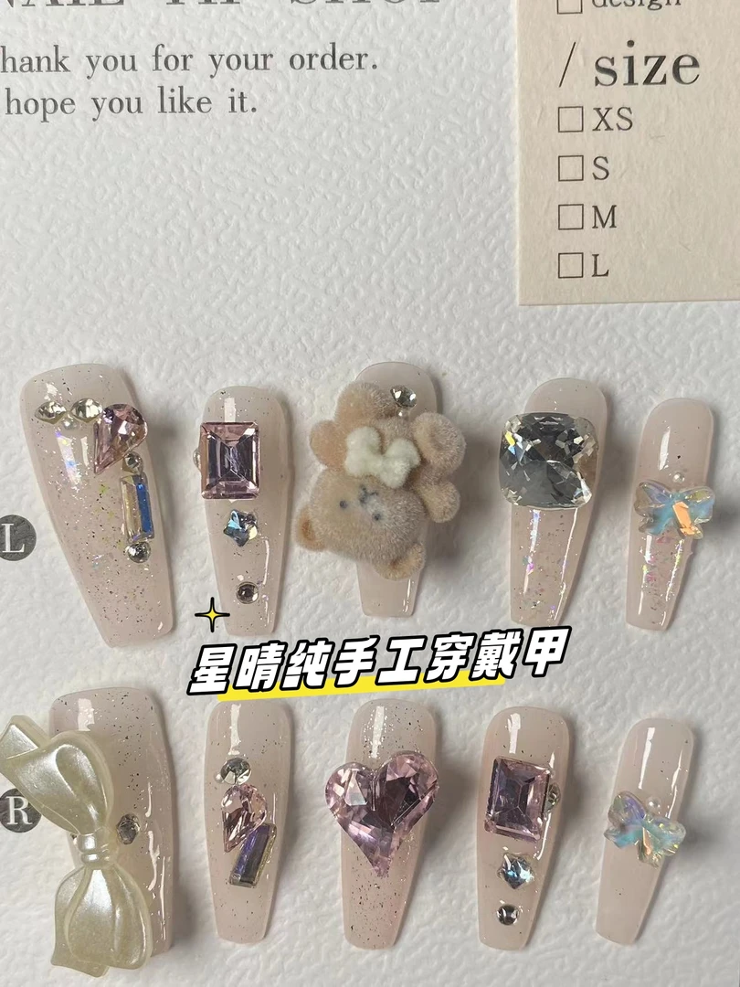 【小熊来信穿戴甲蝴蝶结小熊】纯手工穿戴甲圣诞节春节可爱秋冬款