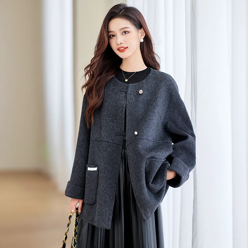 时髦高级感绵羊毛大衣女2025秋冬装新款气质端庄百搭双面呢外套女