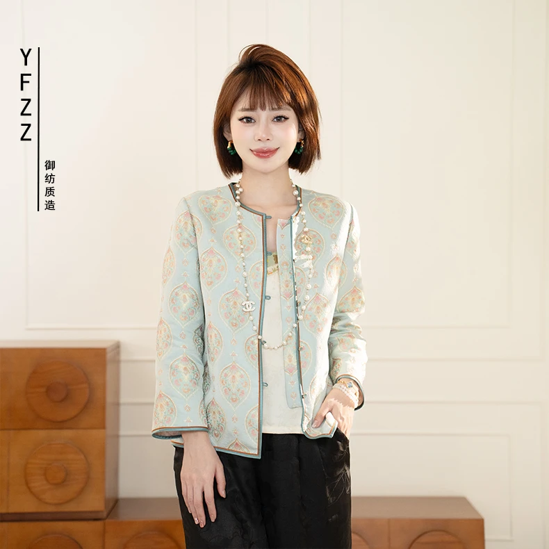 YFZZ.王然然新中式双面双穿真丝提花100桑蚕丝宋锦外套RR019